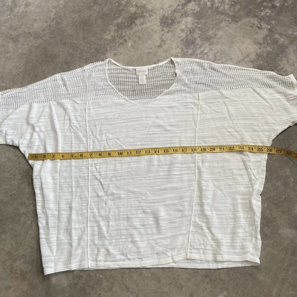 Chicos Sweater‎ Womens Size Large Short Sleeve Lightweight White Semi Sheer - Picture 2 of 10